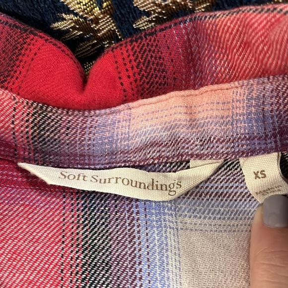 Soft Surroundings Plaid Embroidered Tunic Size XS - Picture 8 of 13